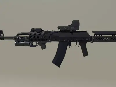 AK-74 Zenit Tactical Modular Assault Rifle Low-poly 3D model