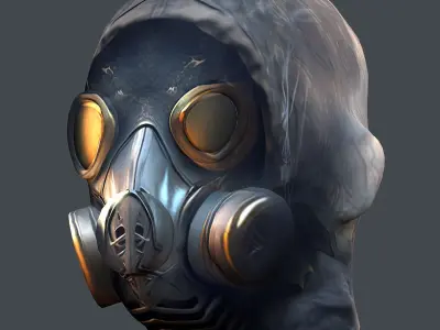  helmet Gas mask  3d model military combat Low-poly Low-poly 3D model
