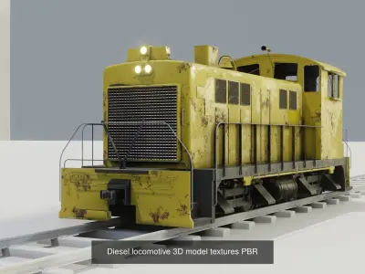 Locomotive and three bridge trestle complete materials PBR 3D Model Pack