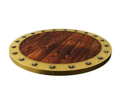Wooden shield Low-poly 3D model 7