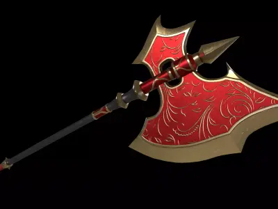 Two-Handed Battle Axe Low-poly 3D model