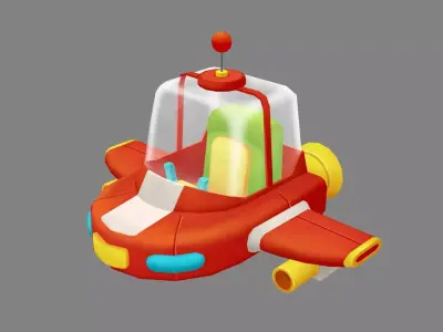 Cartoon spaceship Low-poly 3D model