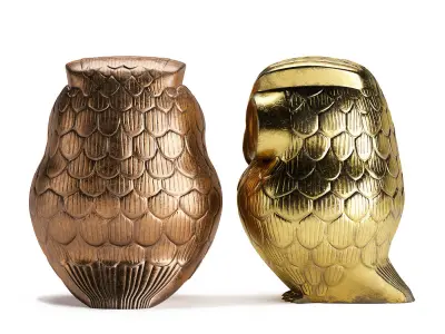 Indian metal  figurine of owl 3D model