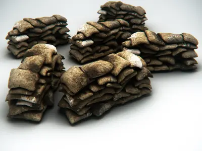 Sandbag Barrier Low-poly 3D model