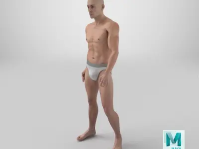 Man Character in Underwear Standing 3D model