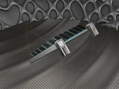 Sci-Fi Stairs - 14 - Silver Blue Neon Light Version  Low-poly 3D model