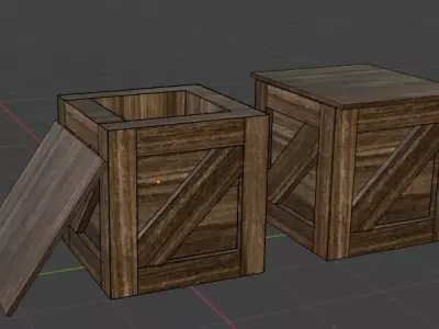 Low Poly Wooden Crate pack Low-poly 3D model