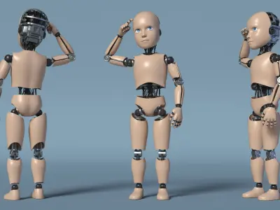 Humanoid Robots Adult and Child Collection 3D model