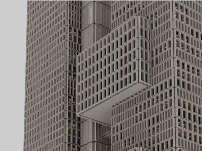 Brutalist Industrial Tower Building 12 Low-poly 3D model
