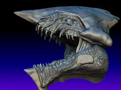 cyber raptor head 3D model purchase