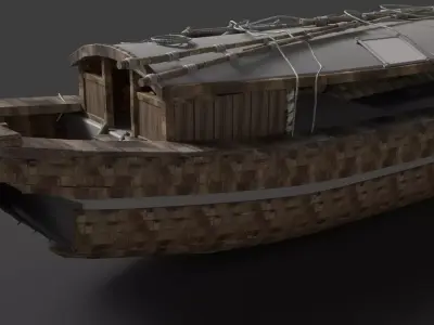 Chinese Junk Fishing Boat  Low-poly 3D model purchase