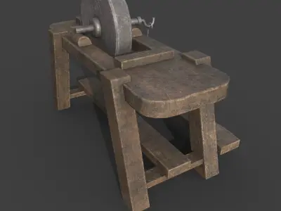 MEDIEVAL GRINDSTONE Low-poly 3D model