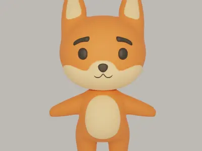 Fox Cartoon Character 3D model
