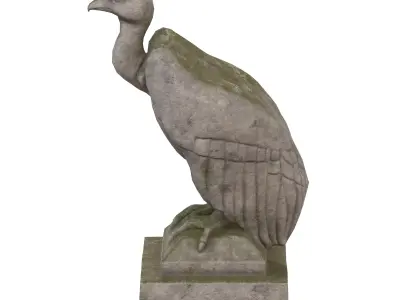 Vulture stone statues Low-poly 3D model
