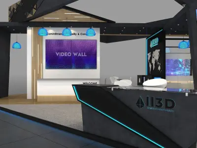 Exhibition Stand Stall Two Side Open 9X9 3D model