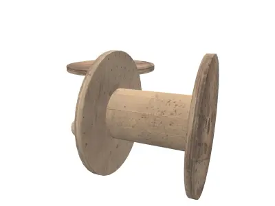 Wooden Cable Reel 3D Model AR VR PBR Low-poly 3D model