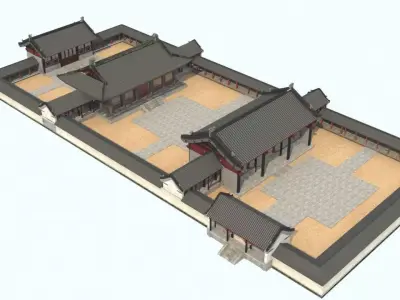 Chinese courtyard house 3D model purchase