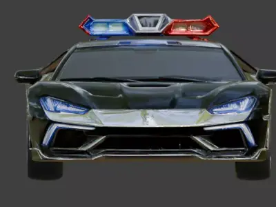 Futuristic Sci-Fi Interceptor Police Supercar 3D  Low-poly 3D model