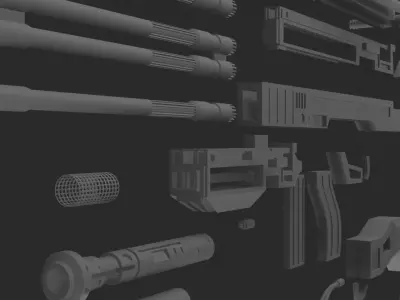 Weapon Kitbash Gun Low-poly 3D model