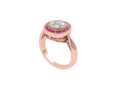 Solitaire Engagement Art Deco Ring 3D print model 66