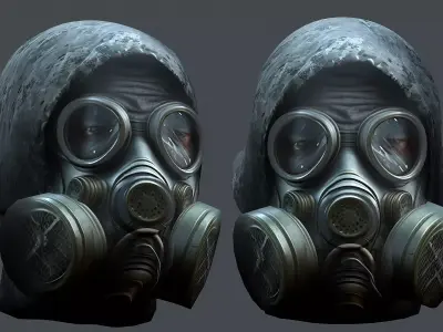 Gas mask helmet 3d model military combat Low-poly 3D mode Low-poly 3D model