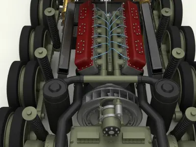 T-34 85 Interior Engine Bay Full HDRI Camo 3D model