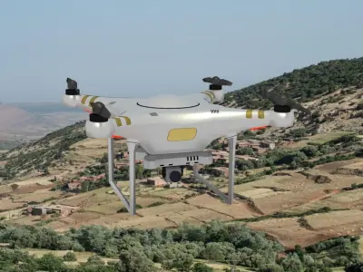 Drone with Turret and Controller Low-poly 3D model