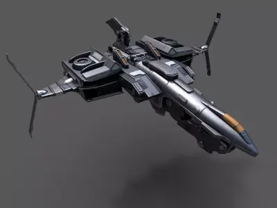 Scifi space ship Starship 3D model Low-poly 3D model