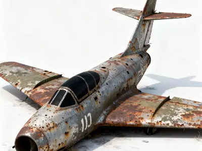 Realistic Abandoned Cold War Jet Fighter 3D Model Low-poly 3D model