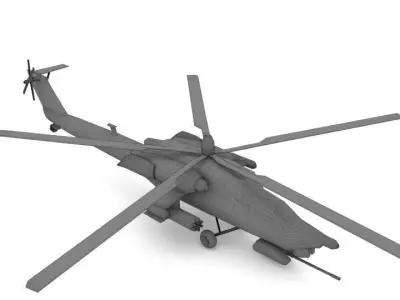Military Russian Helicopter  Low-poly 3D model