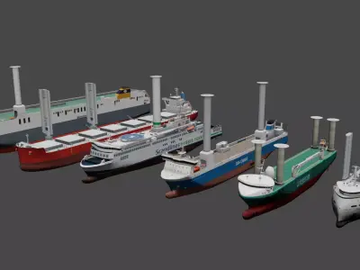 Wind assisted ships 3D model collections Low-poly 3D model