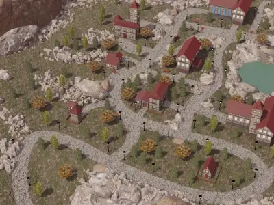 Mountain Village Landscape 3D model purchase