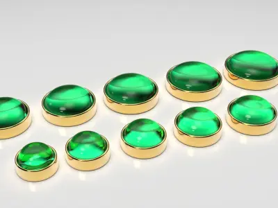 Round shape flush settings for cabochon stones set of 10 sizes  3D print model
