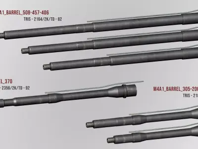 AR15 M4A1 Modular Barrel Kit Customizable Low-poly 3D model
