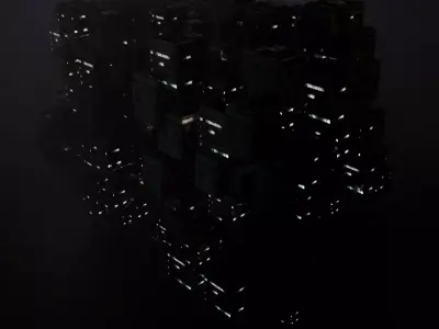 Sci fi night city building 5 Low-poly 3D model