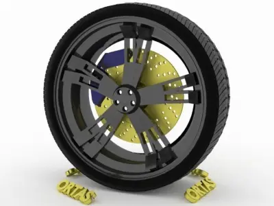 ORTAS CAR WHEEL RIM 120 GAME READY WHEEL RIM TIRE 3D model