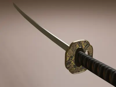 Samurai sword Low-poly 3D model