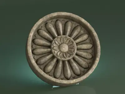 Korean Traditional roof tile lotus Sumaksae PBR 4K Low-poly 3D model