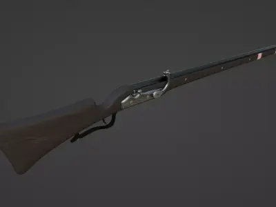 1480 Matchlock Arquebus Long Rifle Low-poly 3D model