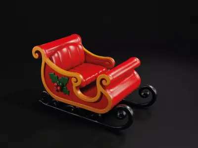 Holiday Sleigh Decorative Model for Art  Low-poly 3D model