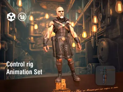 Steampunk Artisan with Intricate Attire Low-poly 3D model