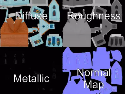 Blue Gothic Chapel model pack Low-poly 3D model