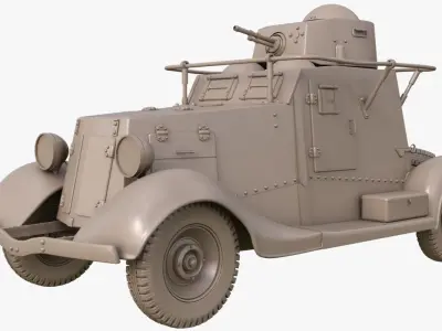 FAI M Armoured Car Clay Mental Ray 3D model