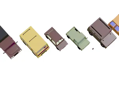 Low Poly Cartoon Car Collection - 6 Vehicle Asset Pack Low-poly 3D model