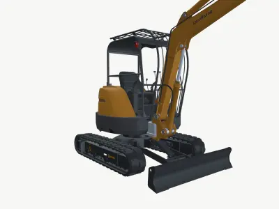 Excavator Driller Low-poly 3D model