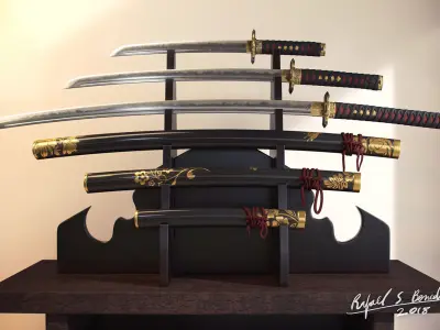Complete Samurai Weapon Set 3D model