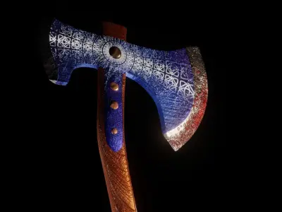 Viking Axe 3D model 11