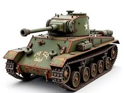 Vintage Light Tank 3D Model Battle Worn Warfare Low-poly 3D model