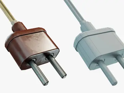 Vintage Electrical Plug Type C Low-poly 3D model