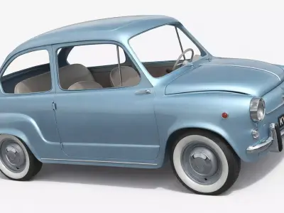 Classic Fiat 600 Vintage European Compact Car 3D model